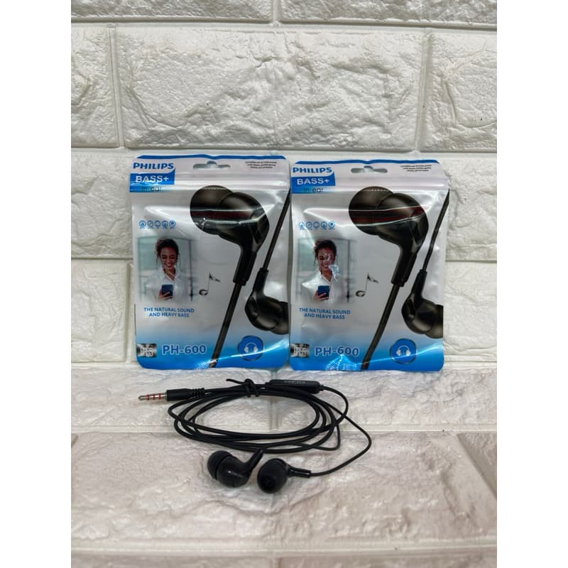 Handsfree Philips  PH-600 + Mic Stereo Headset Earphone Sound Quality Extra Basss