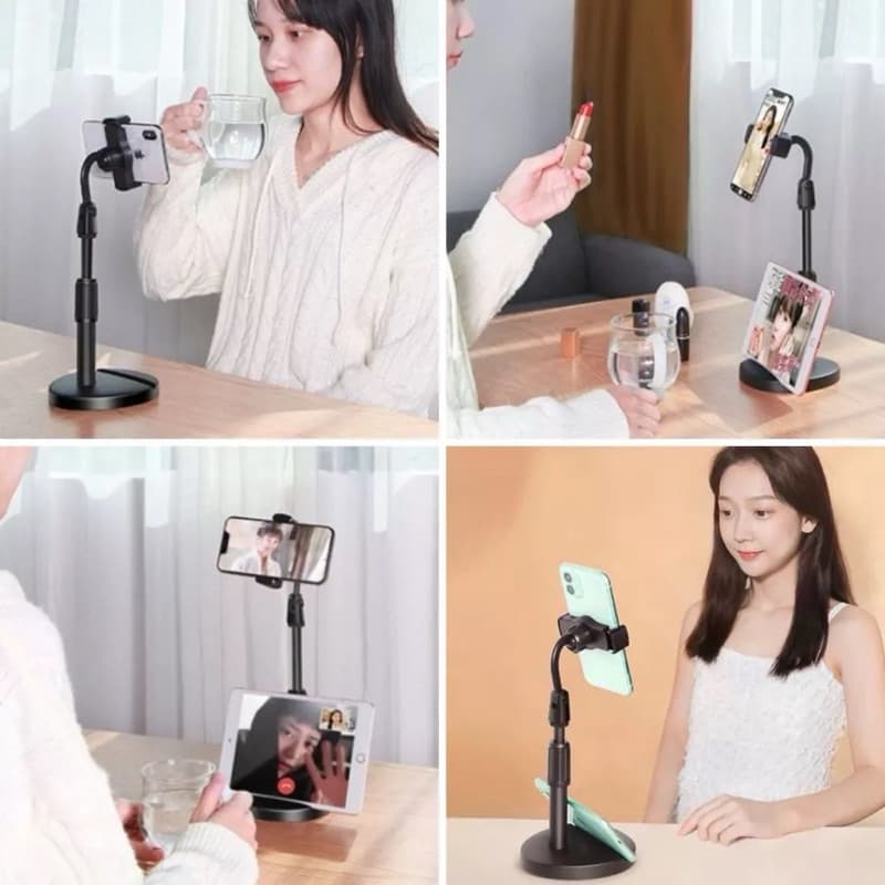 Phone Holder HD-26 + Penyangga Dudukan Handphone 2IN1 / Folding Desktop Support HD26 / Stand HP Adjustable Universal Rotari 360 Derajat / Table Standing Berdiri Untuk Live Streaming Vlog Meeting Riview Broadcasting Multifungsi HD 26