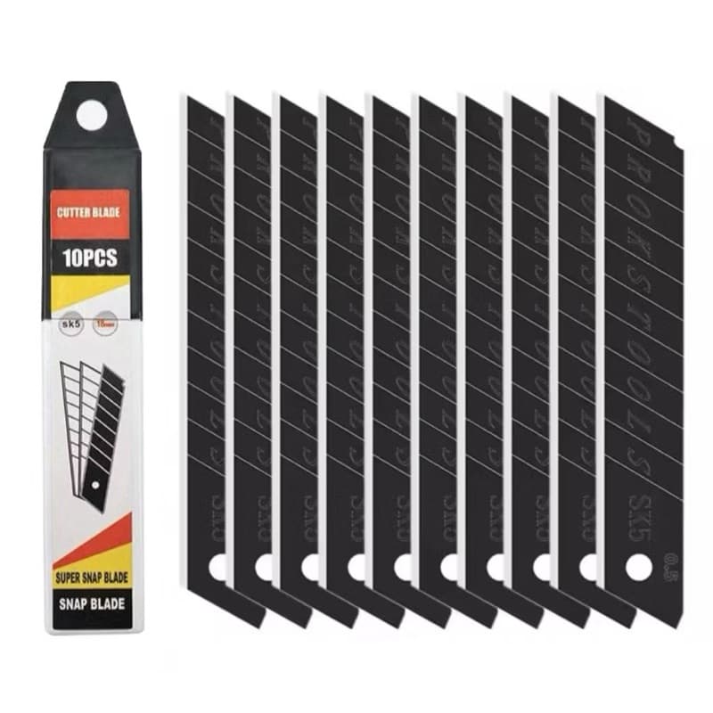 ISI 10 PCS ISI CUTTER BESAR 18mm SK5 REFILL PISAU KATER BAJA HITAM LEBAR BAGUS MURAH