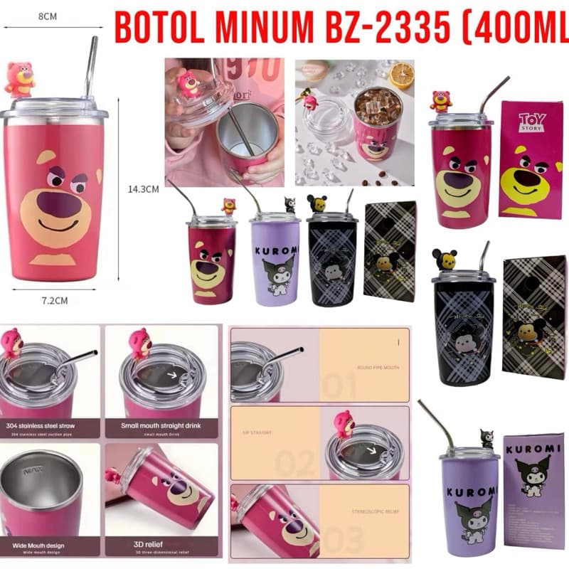 Tumbler Gelas Karakter BZ-2335 Tumbler Minum Stainless 400ML BPA Free