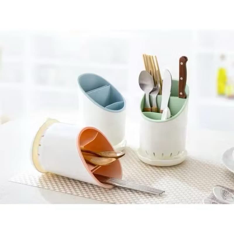 Tempat Sendok Garpu Sumpit Cutlery Holder Dengan Tirisan Tempat Penyimpanan Peralatan Dapur Serbaguna