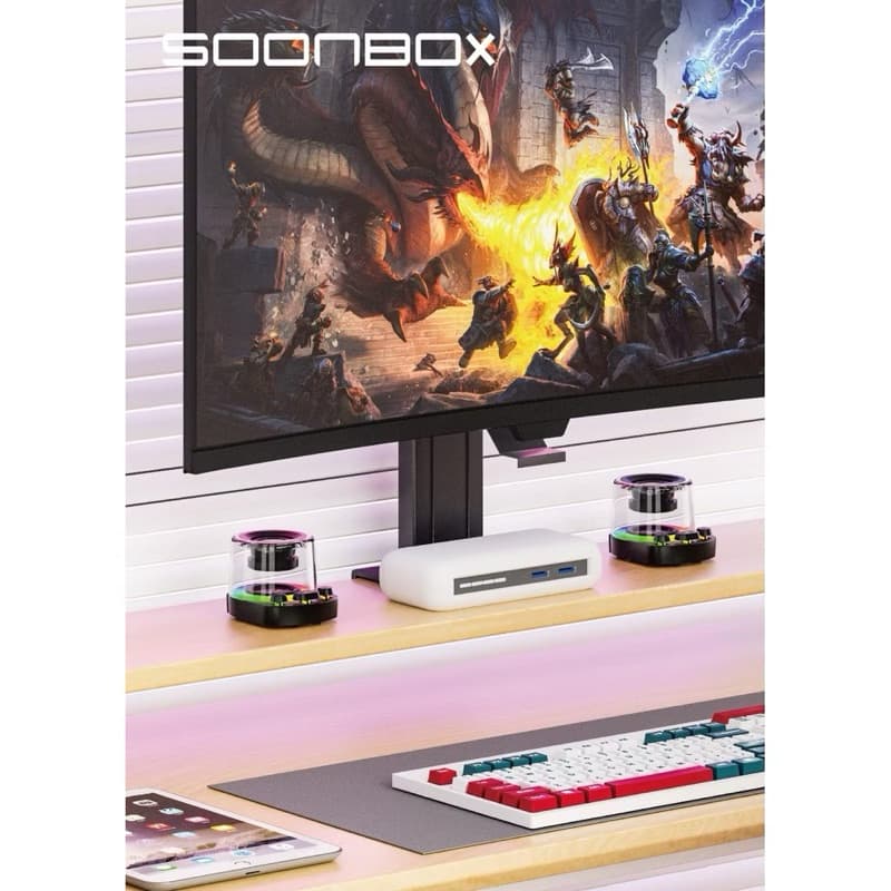 SOONBOX S301 Mini Speaker Bluetooth Portable 5.3 Wireless 10W Bass HifI 360 Sound + LED Light Mechanical Button