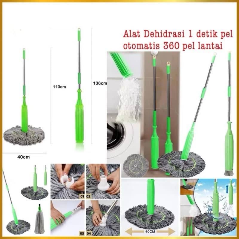 Alat Dehidrasi 1 Detik Pel Otomatis 360 Degree Alat Pel Lantai Putar Twist Mop Efisien