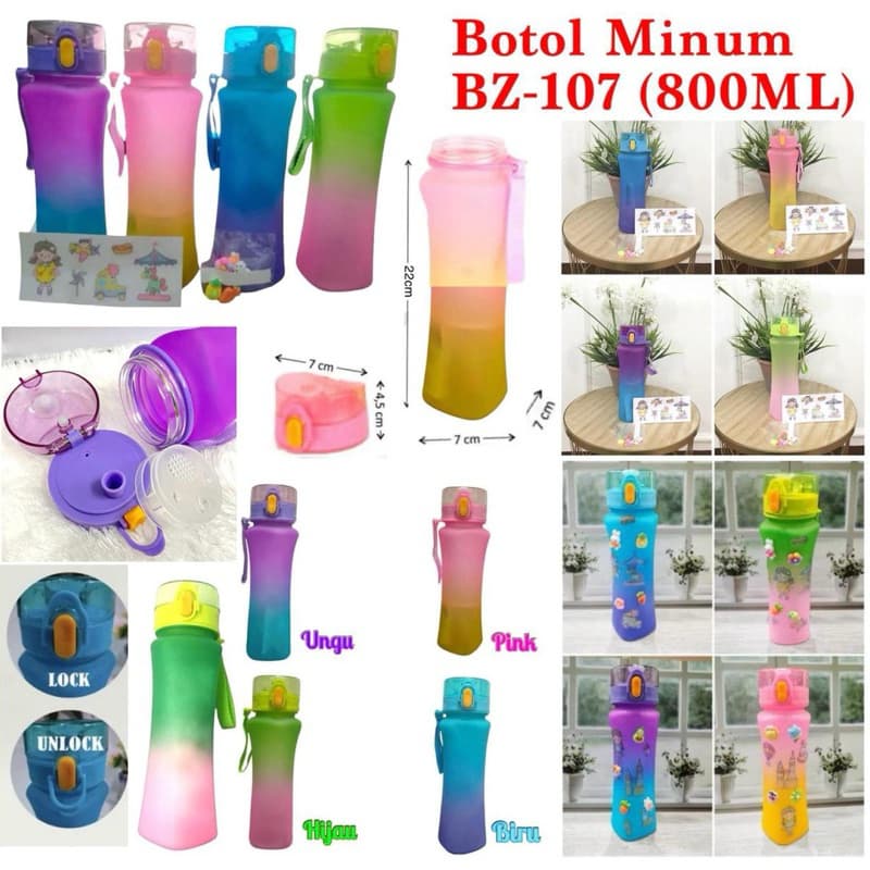 Botol Minum Gradasi BZ-107 Botol Minum 800ML Gradasi Free Stiker Lucu