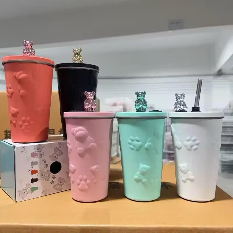Termos Tumbler Stainless Bear BZ-2336 Tumbler Minum Beruang Tahan Panas 600ML BPA Free