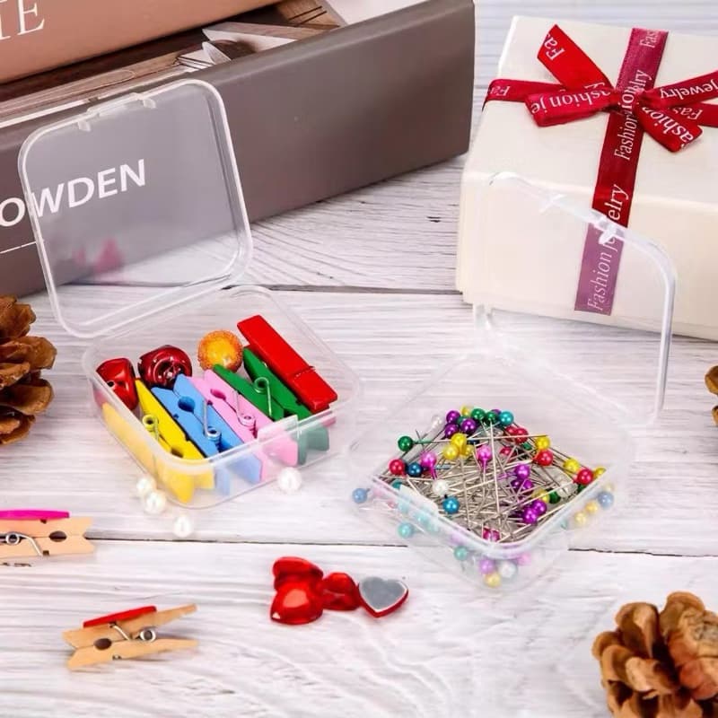 Kotak Bening Mini Persegi Kotak Bening Ukuran 5x5x2 Kotak Wadah Plastik Obat Perhiasan