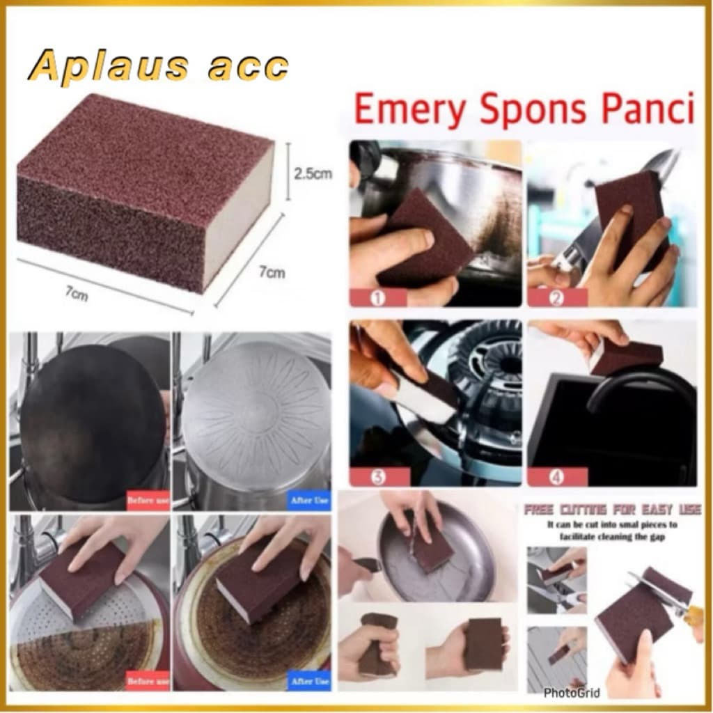 Spons Pembersih Karat Besi Emery Spons Penghilang Kerak Noda Panci Serbaguna