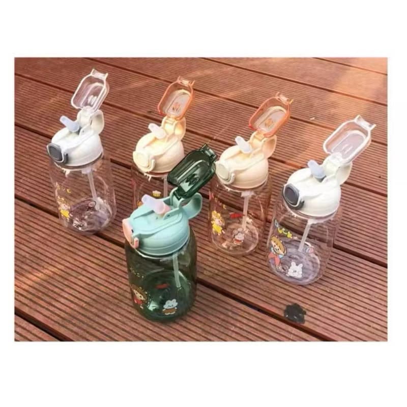 Botol Minum Anak BZ-284 Botol Minum 600ML Transparan Karakter Lucu Free Stiker