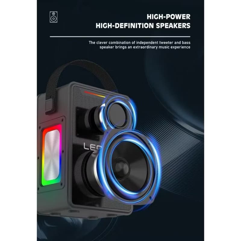 LENYES S857 150W KTV Wireless Speaker + Microphone Karaoke Bluetooth 5.3 Portable RGB Light DSP High Power TWS