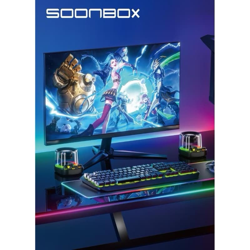 SOONBOX S301 Mini Speaker Bluetooth Portable 5.3 Wireless 10W Bass HifI 360 Sound + LED Light Mechanical Button
