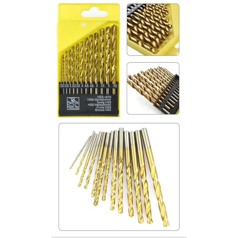 Mata Bor Besi Set 13pcs 1.5mm-6.5mm Mata Bor Kayu Besi Lengkap Multifungsi