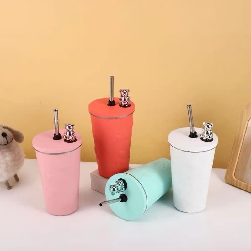 Termos Tumbler Stainless Bear BZ-2336 Tumbler Minum Beruang Tahan Panas 600ML BPA Free