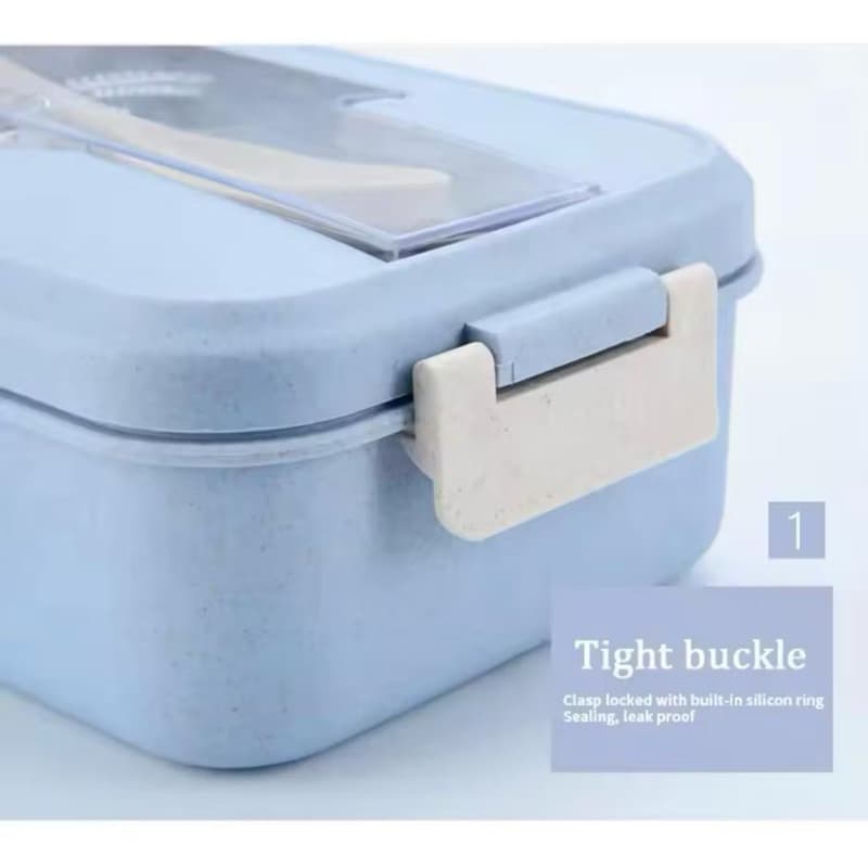 Lunch Box Set / Kotak Makan Bekal Jerami Gandum Free Sendok Garpu