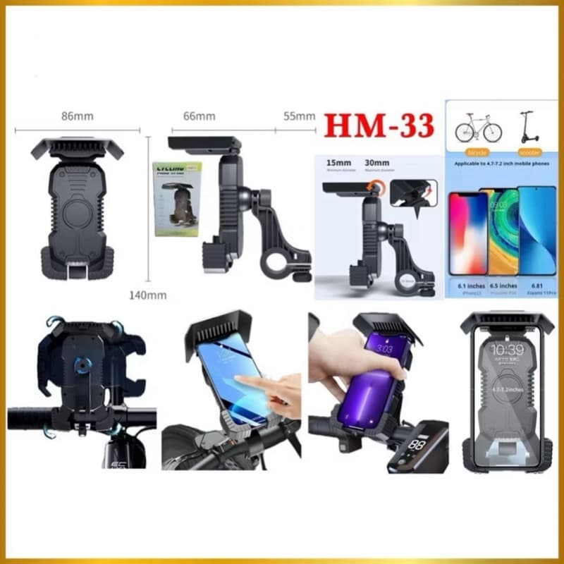 Holder Motor Stang HM-33 Phone Stand Holder Sepeda Motor Universal