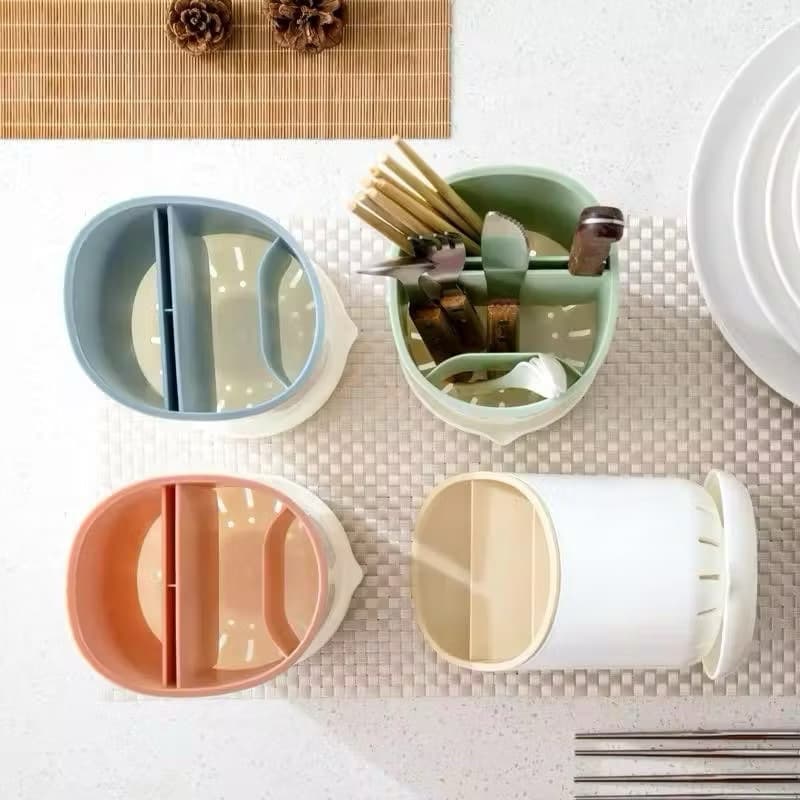 Tempat Sendok Garpu Sumpit Cutlery Holder Dengan Tirisan Tempat Penyimpanan Peralatan Dapur Serbaguna