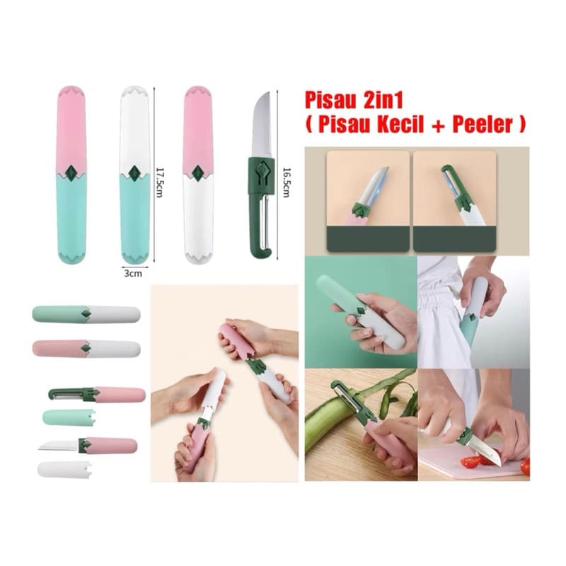 Pisau Set 2in1 Pisau Kecil dan Peeler Pengupas Buah Sayur 2in1 Travelling Serbaguna