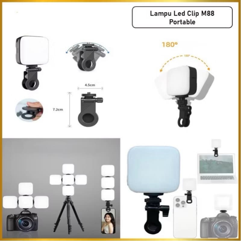 Lampu LED M88 Selfie Light Clip Portable Lampu Clip Mini Vlog Camera Light Serbaguna