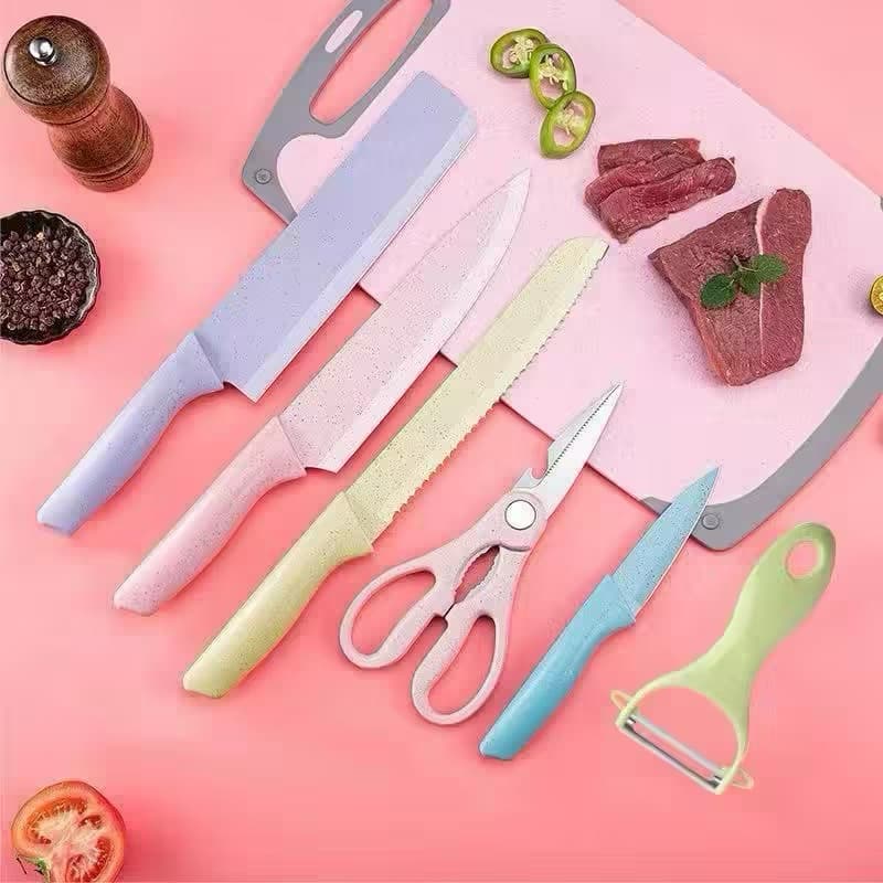 Pisau dapur set 6in1 stainless knife anti lengket isi 6pcs / Peralatan masak pisau