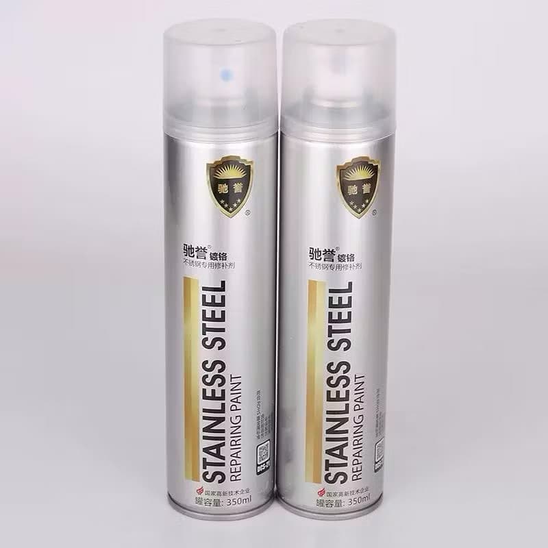 Spray Chrome Cat Semprotan Krom Tanpa Karat Warna Stainless Steel 350ml