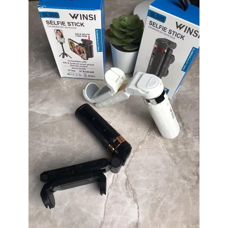 Tongsis Tripod Bluetoot Mini Selfie Stick Tripod WINSI SL500 Bluetooth Tripod Selfie Stick Portable Remote dan Lampu Sorot Bluetooth Selfie Stick Tripod Super Mini for Smartphone Tripod Tongsis