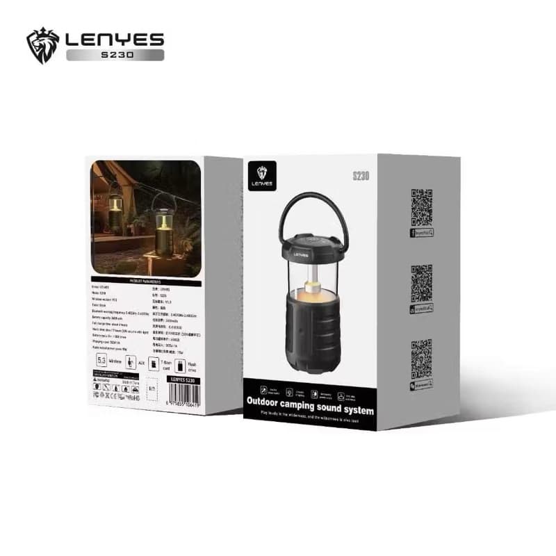 LENYES S230 15W Outdoor Camping Lamp Wireless Speaker Bluetooth 5.3 Portable LED Lampu Tidur TWS