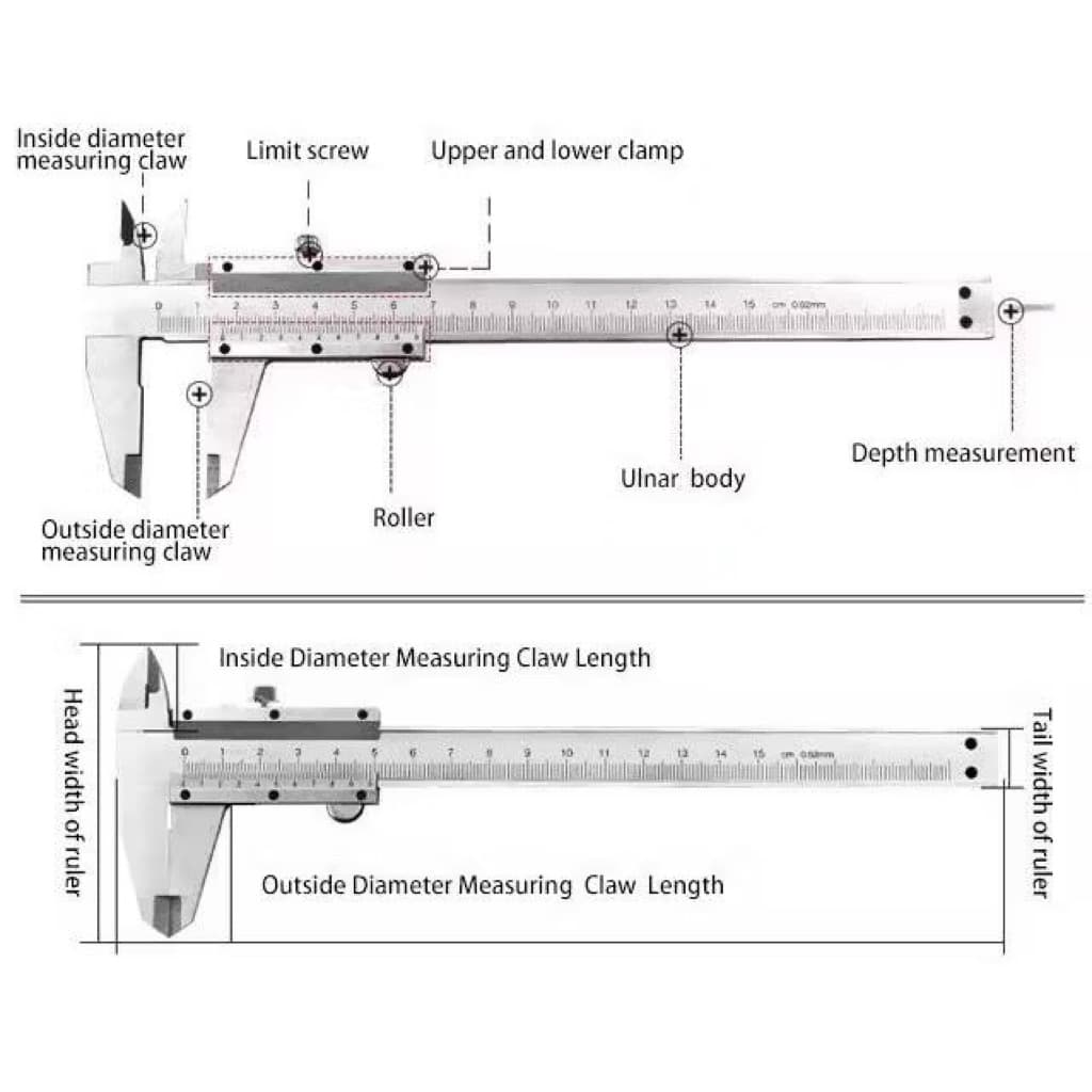 Jangka Sorong Stainless Steel 15CM Vernier Caliper Sigmat Jangka Sorong Micrometer