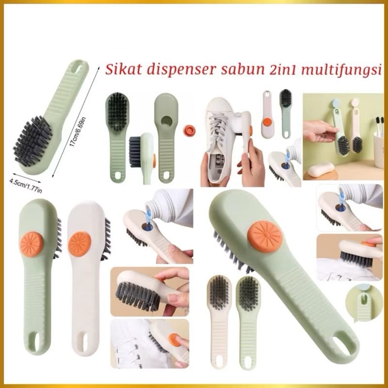 Alat Sikat Pembersih 2in1 Multifungsi Alat Pembersih Dengan Dispenser Tabung Sabun