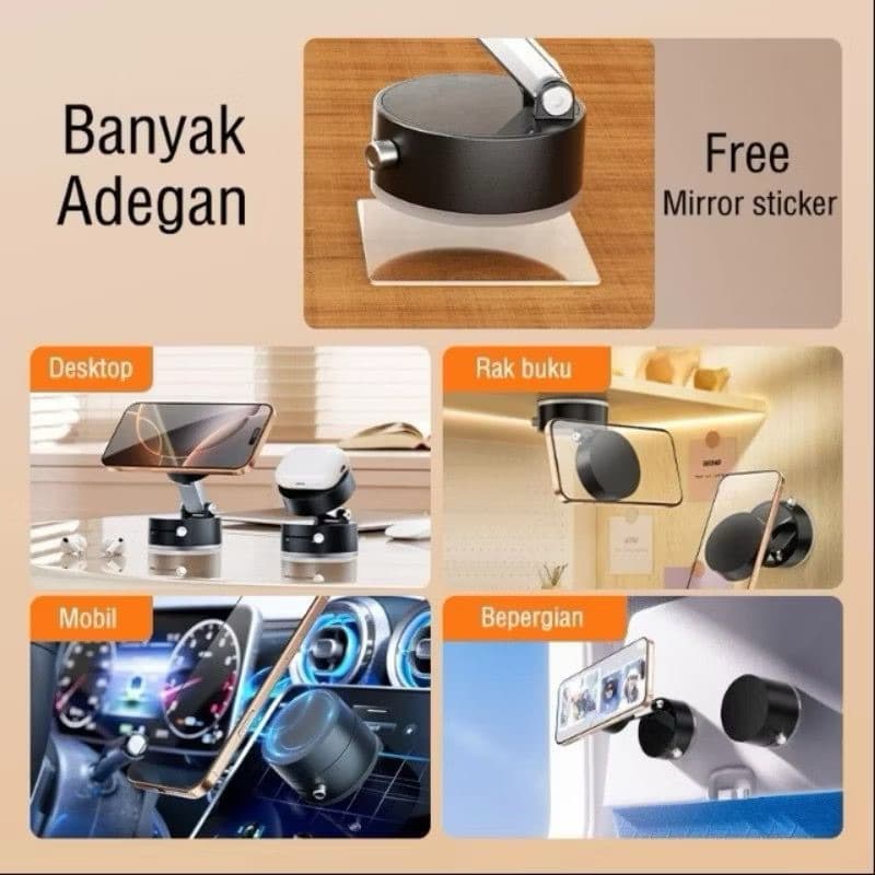Holder HP Mobil Dasbor Magnetic Superkuat VA-02 Vacum Suction Cup  Dudukan HP