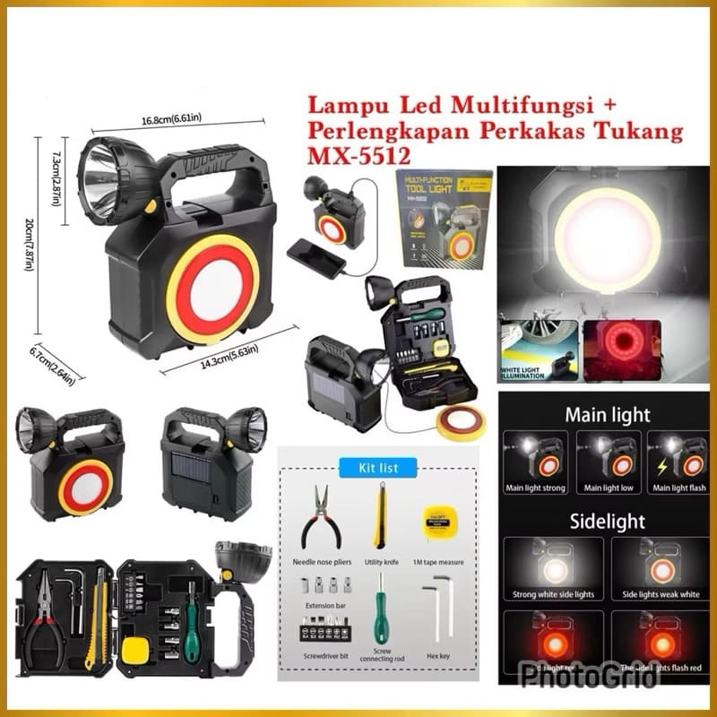 Lampu LED Multifungsi + Perlengkapan Perkakas Tukang MX-5511 MX-5512 Emergency Lamp
