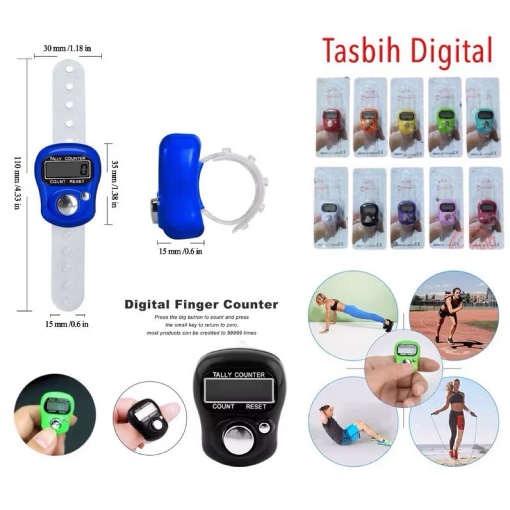 (GROSIRAN) TASBIH DIGITAL MINI ALAT HITUNG ELEKTRIK FINGER TALLY COUNTER MINI JARI PENGHITUNG