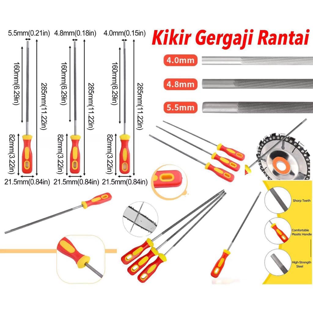 Kikir Gergaji Rantai Bulat Chainsaw 4MM  4.8MM  5.5MM  Alat Kikir Gergaji Besi Steel Serbaguna