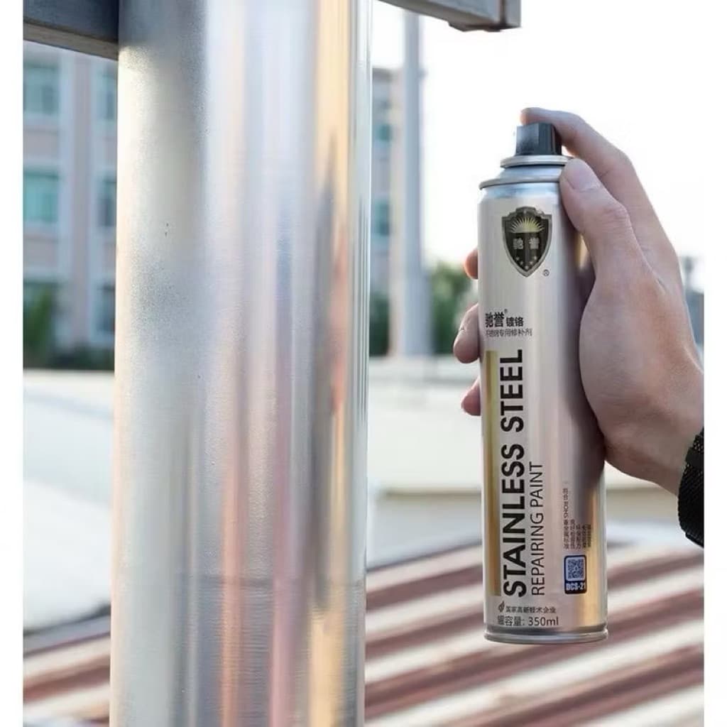 (GROSIRAN) Spray Chrome Cat Semprotan Krom Tanpa Karat Warna Stainless Steel 350ml