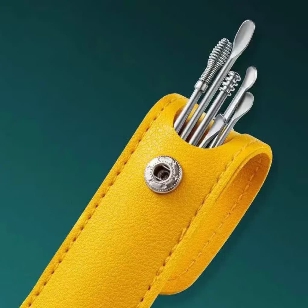 (GROSIRAN) Alat Pembersih Telinga 6 in 1 + Pouch Korek Kuping Pembersih Telinga Ear Wax Picker Stainless