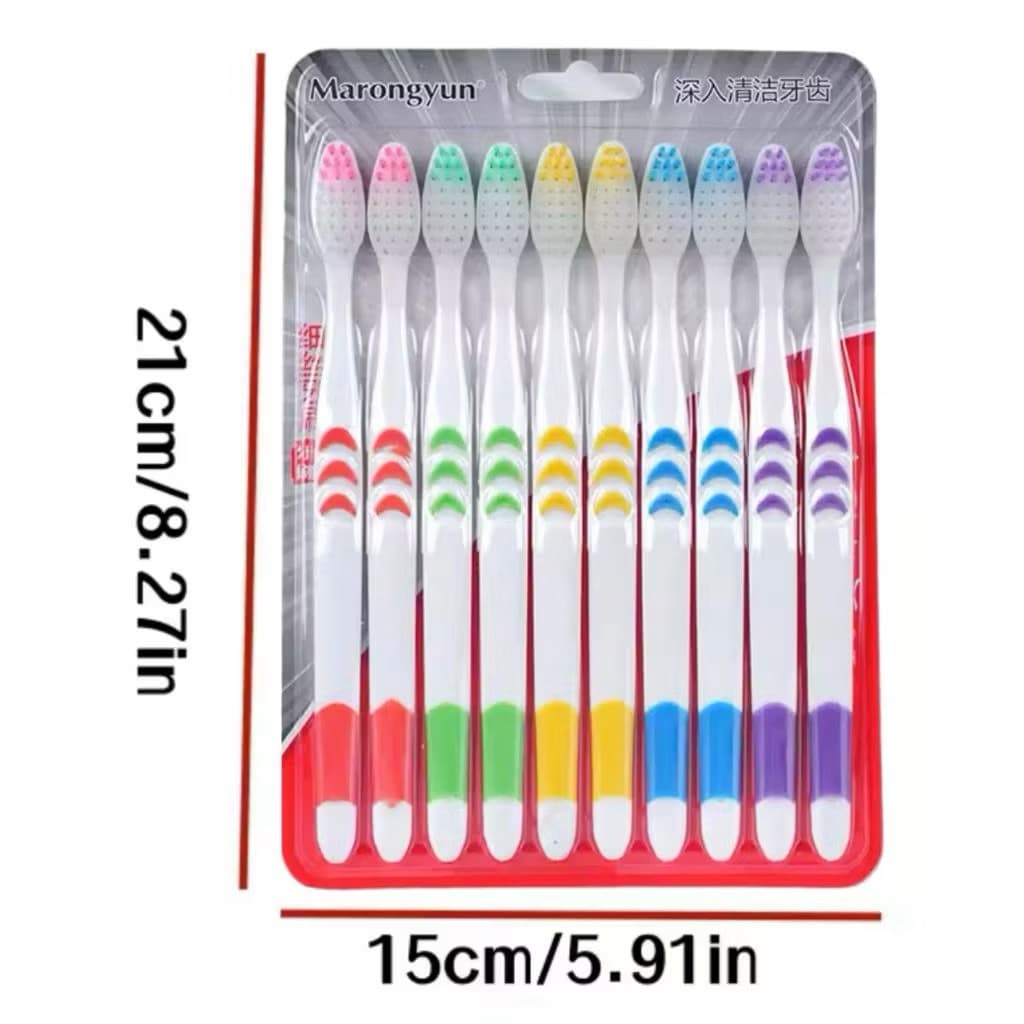 (GROSIRAN 2) Sikat Gigi Putih Dewasa Sikat Gigi Bulu Halus Lembut Isi 10pcs Travel Toothbrush