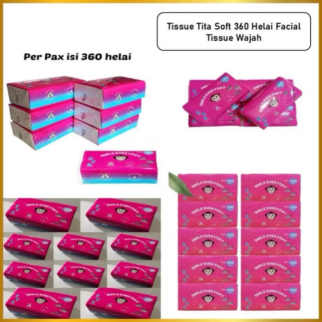(GROSIRAN) Tisu Tita Soft 360 Helai Facial Tissue Wajah Halus 2 Ply Tisu Kering Lembut Kulit
