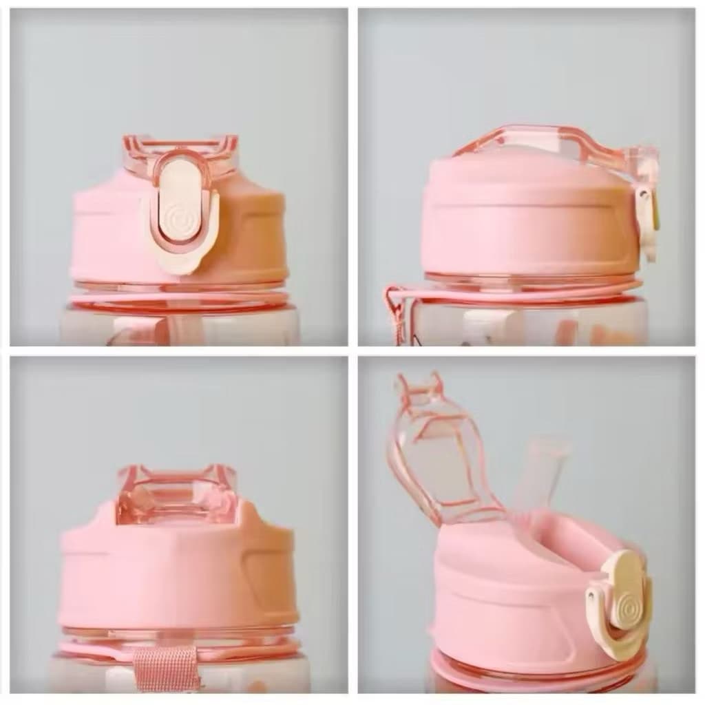 Botol Minum Anak Sanrio Lucu 900ml Botol Minum + Sedotan Bening Dengan Tali Tangan BPA Free