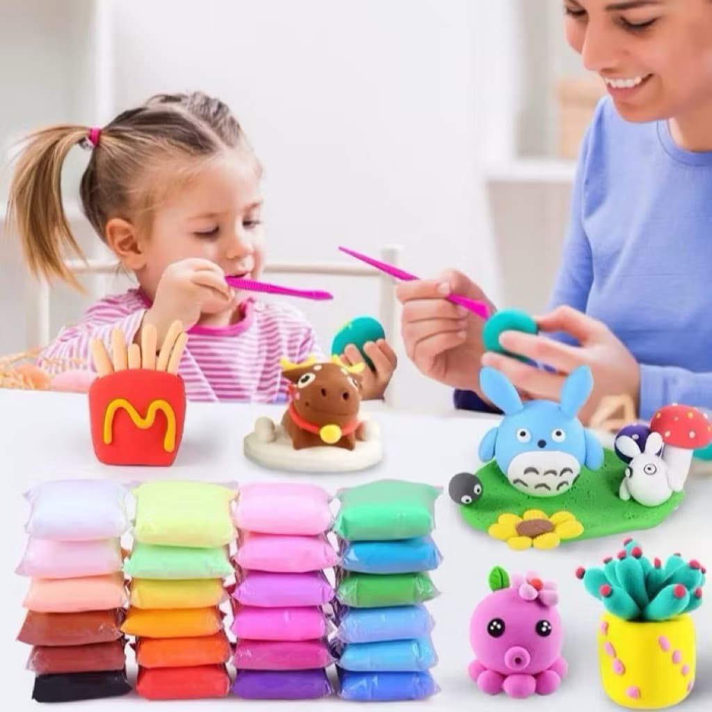 (GROSIRAN) Clay Mainan Anak Isi 12 Pcs Clay 12 Warna Clay Polymer Warna Warni Mainan Slime Lilin Platisin