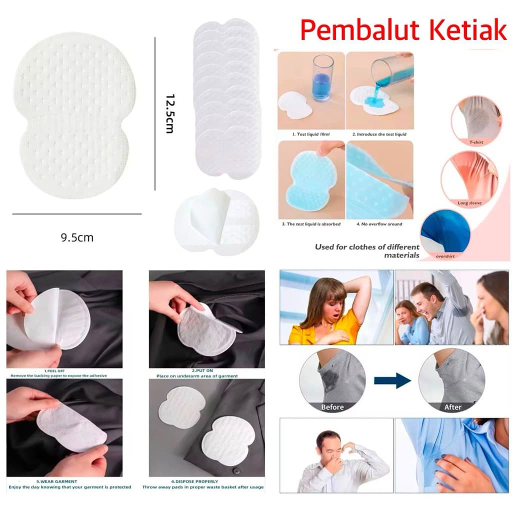 Bantalan Penyerap Keringat Ketiak Pad Ketek Anti Basah Keringat Sekali Pakai / Armpit Pad / Pembalut