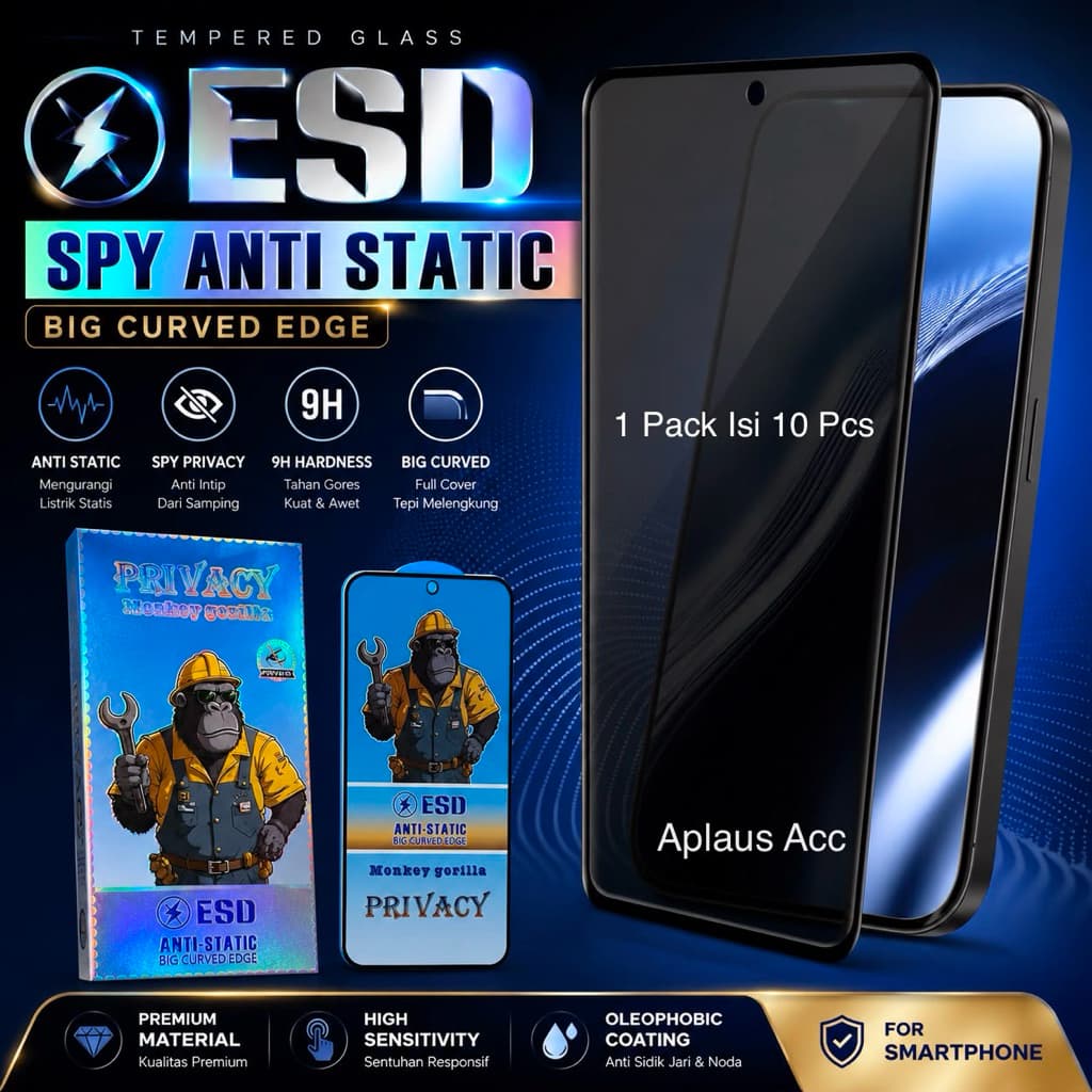( harga per box isi 10 pcs )Tempered Glass ESD Spy Privacy Anti Static Anti Gores Kaca Big Curved Edge Full Cover 9H INFINIX