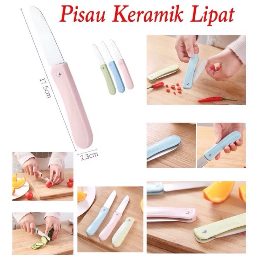 (GROSIRAN) Pisau Keramik Lipat Buah Sayur Pisau Mini Portable