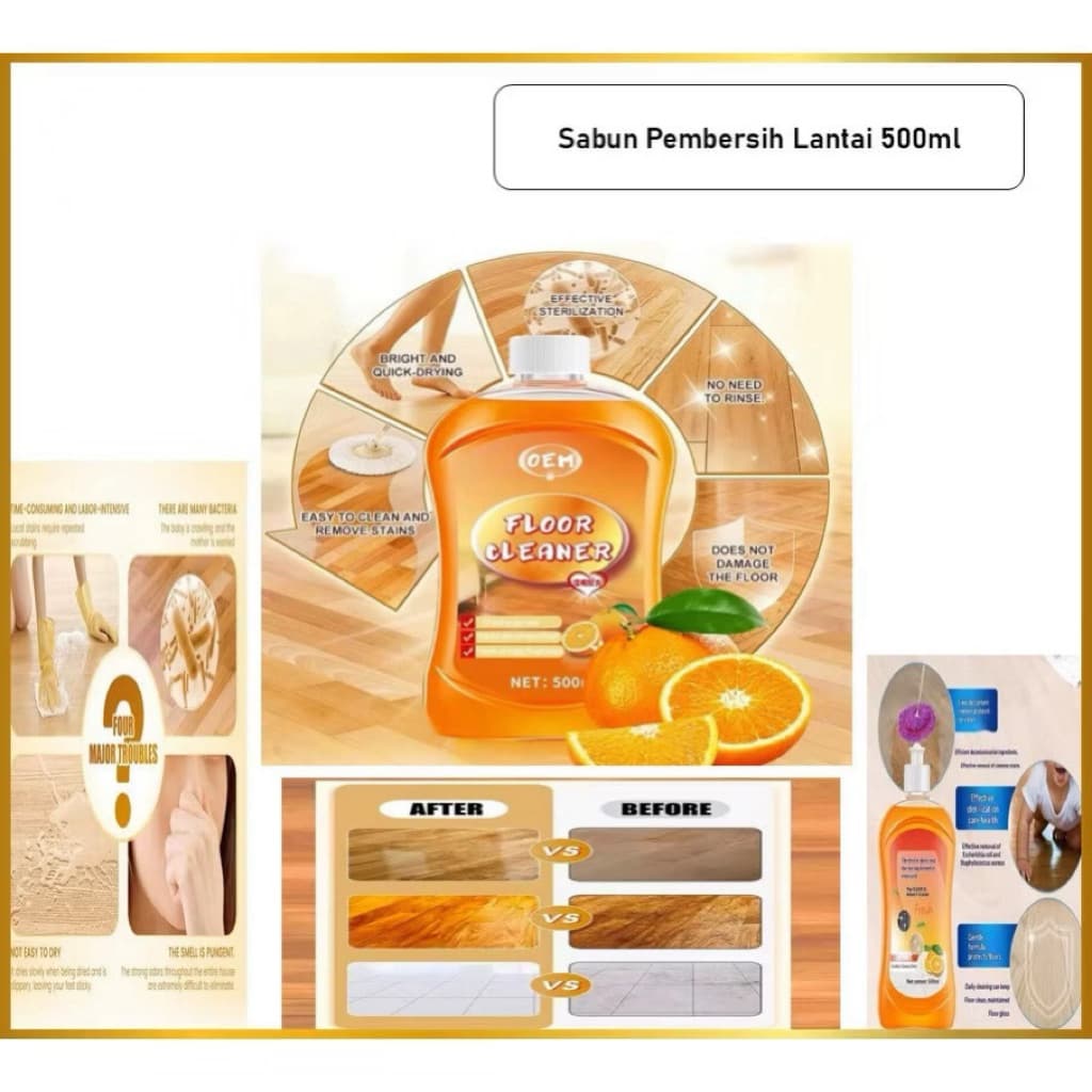Sabun Pembersih Lantai 500ML Sabun Pel Cair Pembersih Lantai Wangi Orange Segar