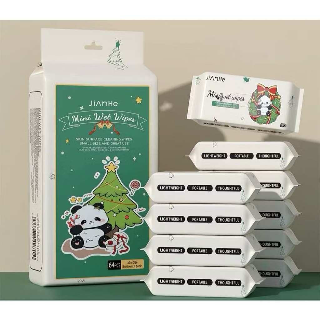 (GROSIRAN) Tisu Basah Mini Anak 8in1 Travel Size 1 Pack Isi 8 Bungkus Tissue Basah Motif Lucu Non Alkohol Portable