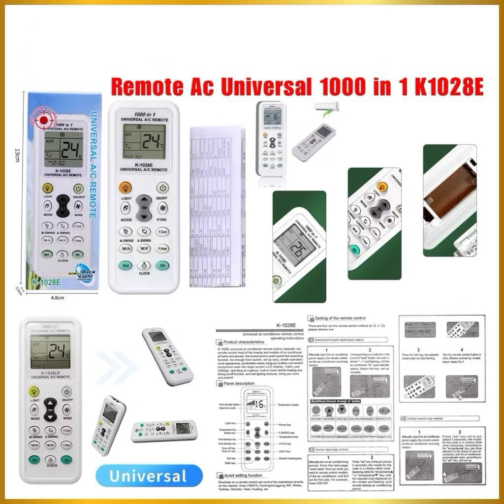 (GROSIRAN) Remote AC Universal 1000 in 1 K1028E Remot Ac Multi Untuk Semua Tipe AC Multifungsi