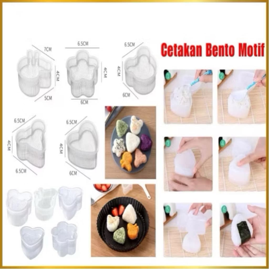 (GROSIRAN) Cetakan Nasi Bento Motif Karakter Lucu Cetakan Nasi Sushi Onigiri Anti Lengket Karakter Lucu