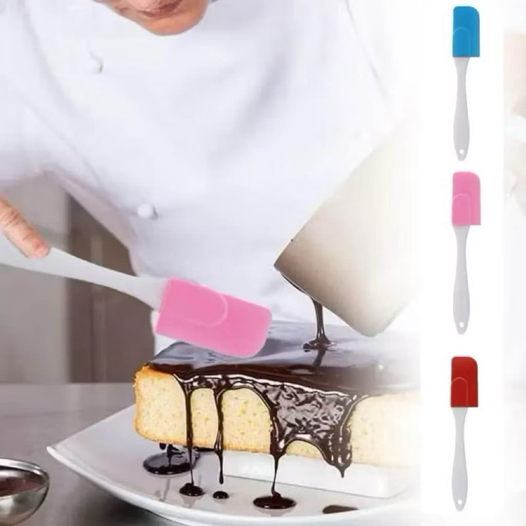 (GROSIRAN) Spatula Kue Silikon Tahan Panas Anti Lengket Spatula Silicone Pengaduk Adonan Kue Food Grade Elastis
