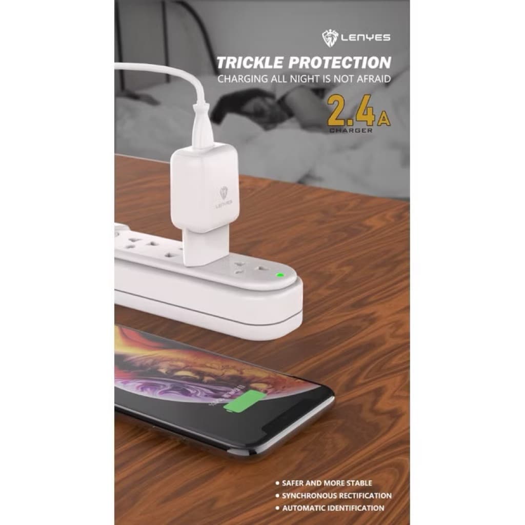 Charger Lenyes LCH-331 Real 2.1A + IC V8 Micro Type C Iphone Casan Bagus
