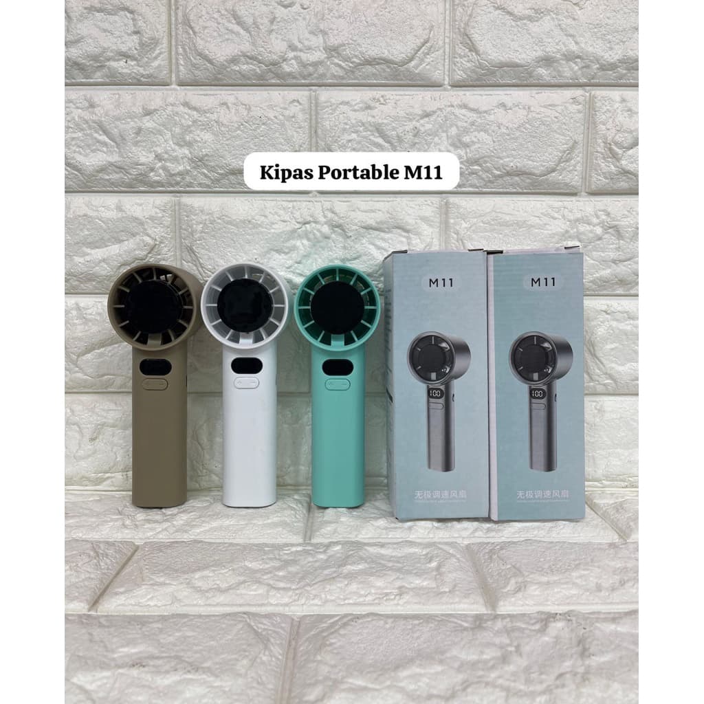 Kipas Angin Mini Traveling turbo M11 LED Portable Type C Rechargeable Genggam Viral