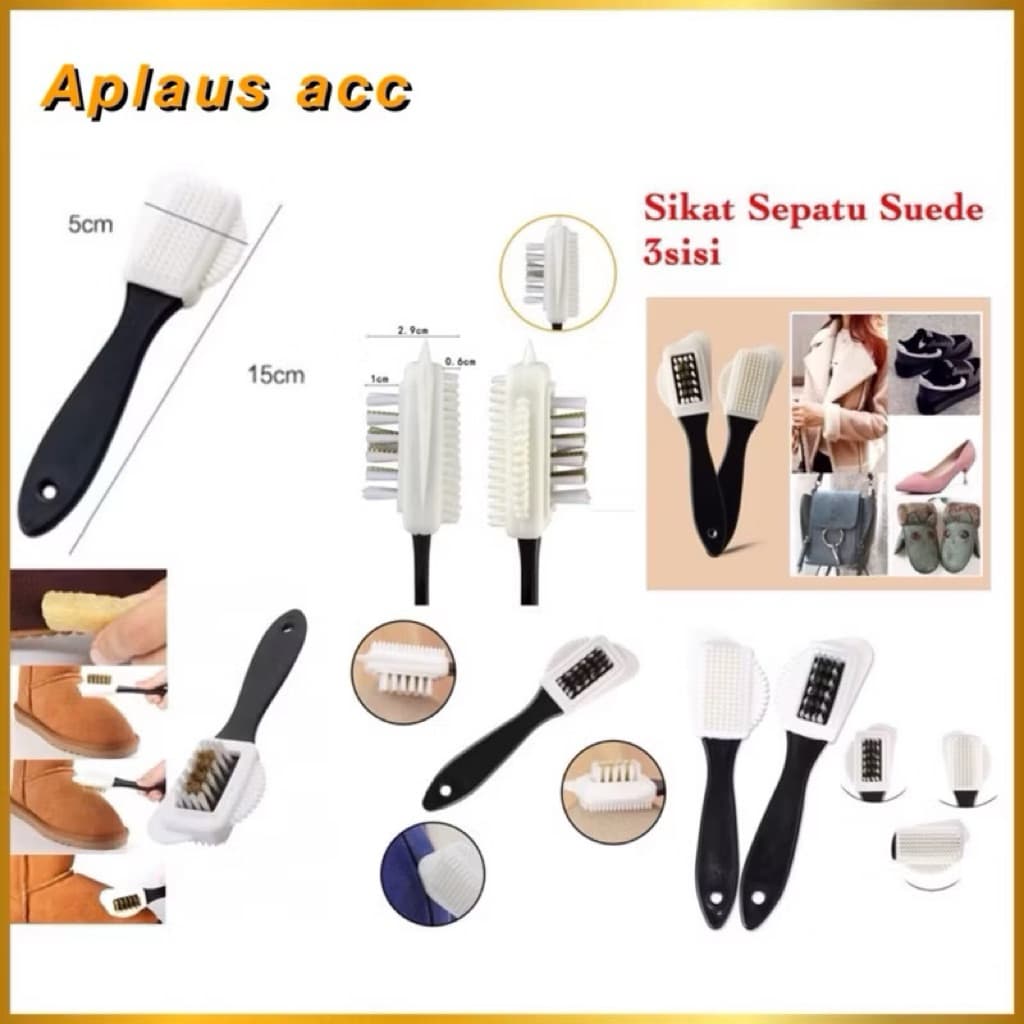 (GROSIRAN) Sikat Sepatu Suede 3 Sisi Nubuck Brush Sikat Sepatu 3 Sisi Serbaguna
