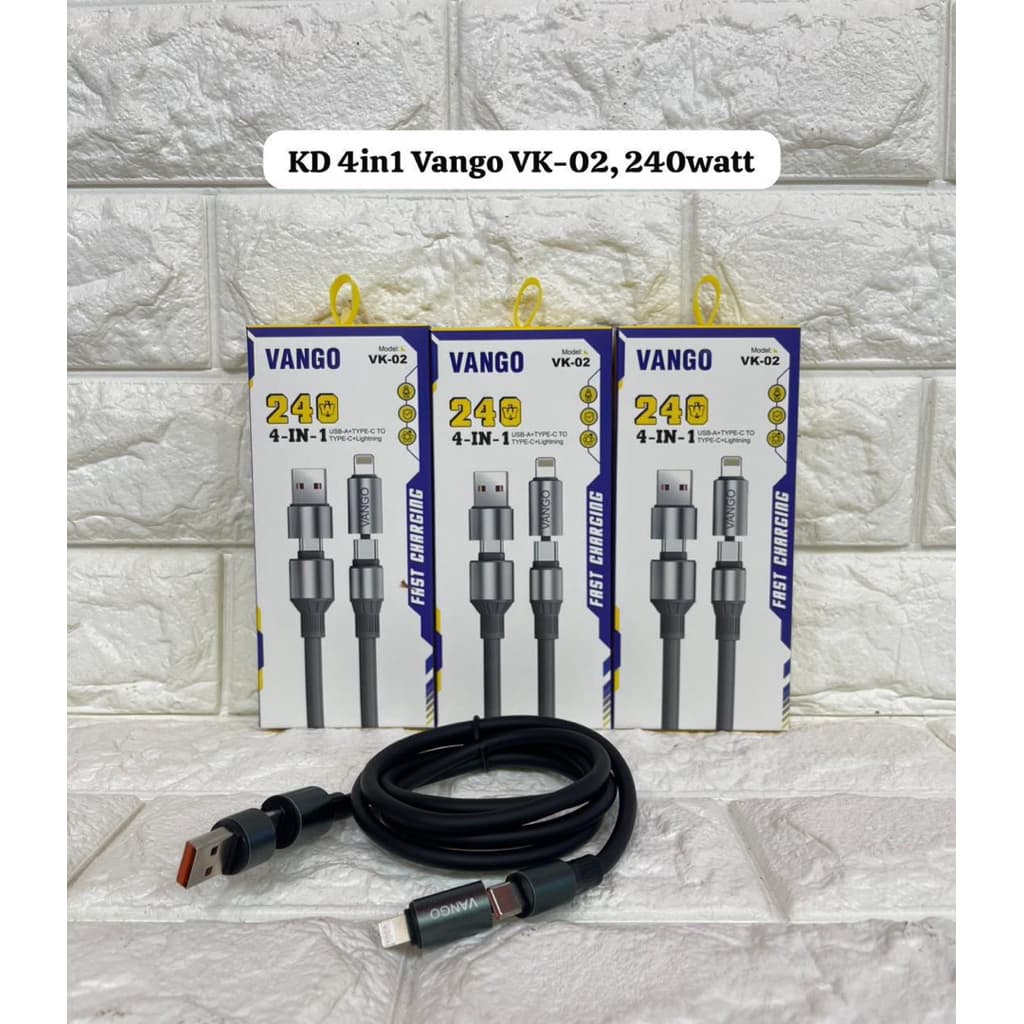 Kabel Data Charger 4in1 Vango VK-02 Fast Charging 240W Android Type C Iphone