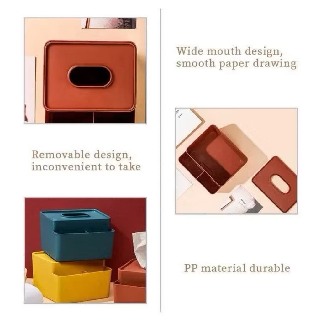 Kotak Tisu Persegi 2in1 Box Tempat Tissue 2 Sekat Home Storage Organizer Serbaguna